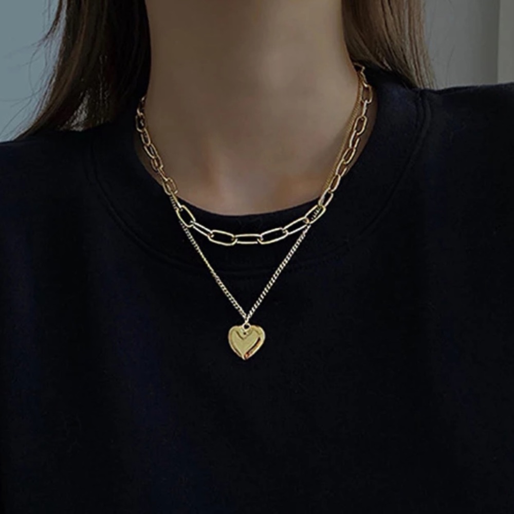 NEW 18K GOLD MULTI LAYER HEART NECKLACE, NICE NECKLACE, CUTE NECKLACE - Picture 2 of 5